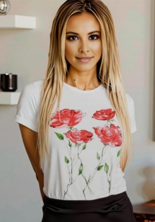 Camiseta pintada a mano Amapolas