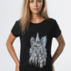 Camiseta pintada a mano lobo punk