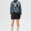 Silent Duo Cazadora Denim pintada a mano byMIRENE